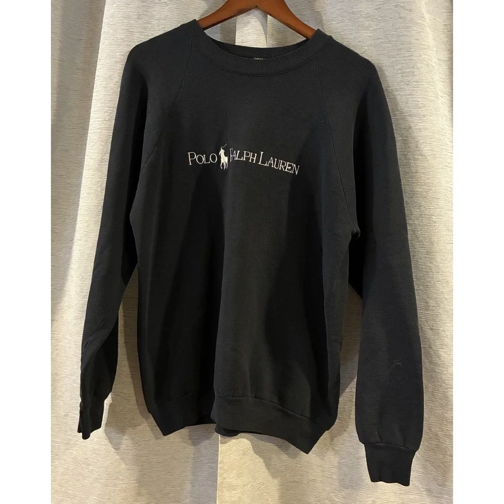 Vintage Polo Ralph Lauren Embroidered‎ Logo Sweatshirt Black